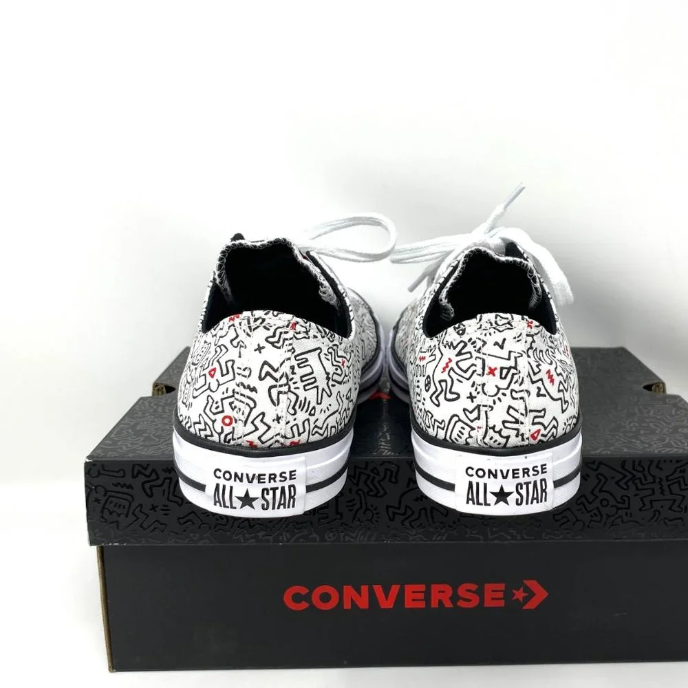 Converse Women's Size 9.5 171860F CTAS OX White Print Black Red Canvas Sneakers - Picture 5 of 11